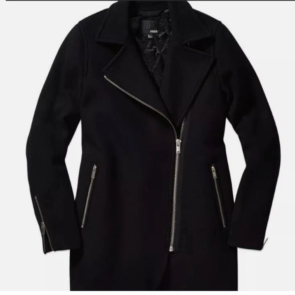 Aritzia Wilfred Free Black Wool Cashmere Jacket Mid Length Moto Coat